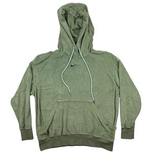Nike Women's Oversized Terry Pullover Hoodie Green Sz S Center Middle Swoosh